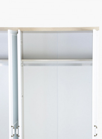 6-Door Wardrobe With Mirrors White 261 x 209 x 63centimeter