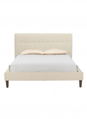 Lily Modern Button Tufted Platform Bed With Mattress Beige 180 x 200centimeter