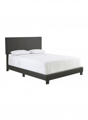 Zander Padded Platform Bed With Mattress Dark Grey/White King