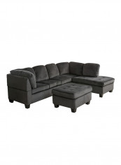 Conway Corner Sofa Set With Ottoman Charcoal Grey