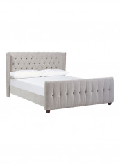 David Tufted Wingback Bed With Mattress Grey/White King