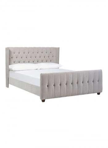 David Tufted Wingback Bed With Mattress Grey/White King