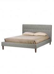 Lily Modern Button Tufted Platform Bed With Mattress Grey 180 x 200centimeter