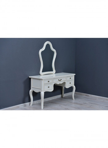 Dreamwood Dressing Table Mirror With 5 Drawers أبيض 50x76x139سم