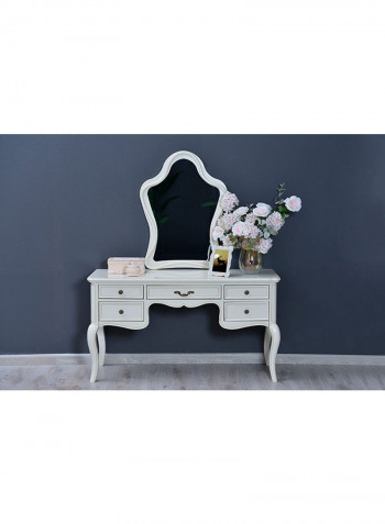 Dreamwood Dressing Table Mirror With 5 Drawers White 50x76x139cm