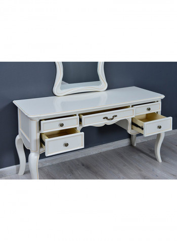 Dreamwood Dressing Table Mirror With 5 Drawers White 50x76x139cm