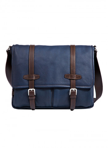 City Leather Messenger Bag Blue