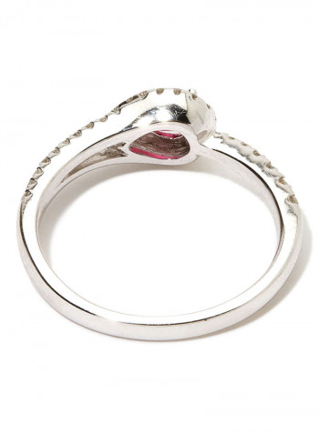 18K White Gold  Diamond & Ruby Studded Ring