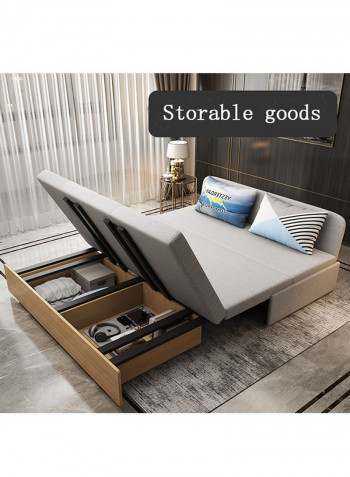 Foldable Sofa Bed With Storage Light Grey/Brown