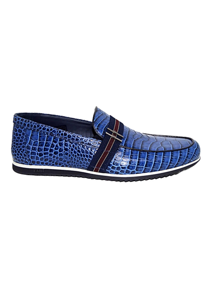 Men's Snakeskin Print Loafers Blue
