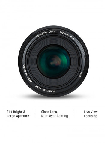 YN50mm F1.4 Standard Prime Lens For Canon Black