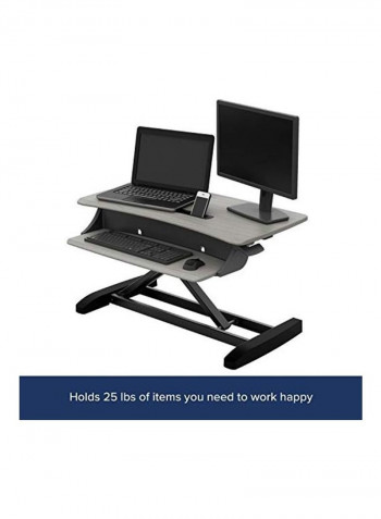Mini Sit-Stand Desk Monitor Riser Woodgrain Grey