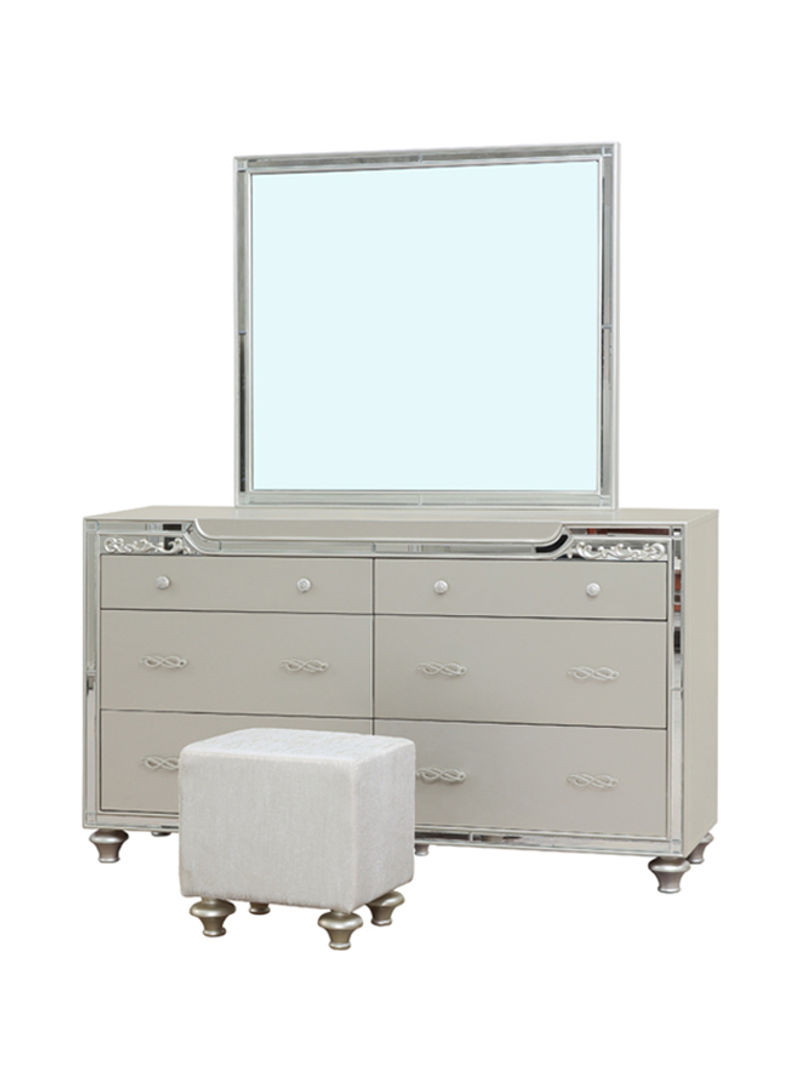 Houston Dresser With Mirror And Stool Beige/Silver 165x48.5x93cm
