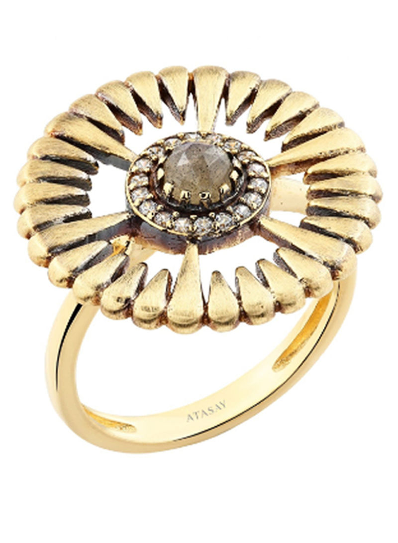 18K Gold Oxydize Precious Stone Ring