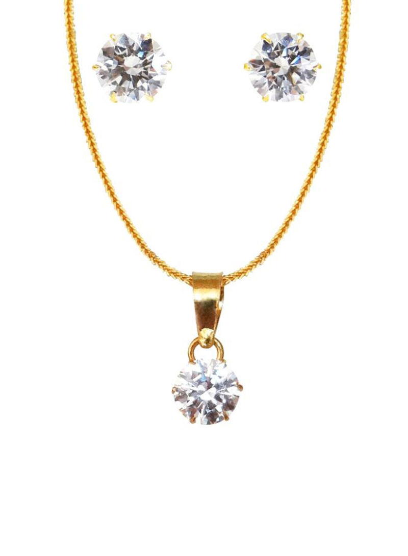 22 Karat Gold Swarovski Stone Studded Necklace Set