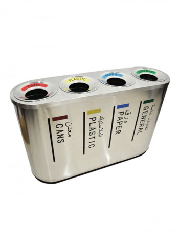 Waste Classification Metal Recycling Bin Metallic Silver 240L