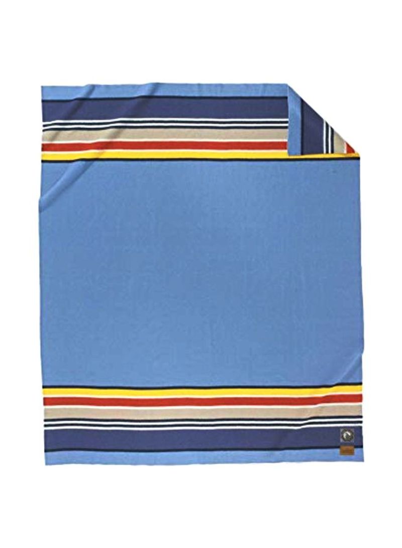 Wool Bed Blanket Blue/Yellow/Black 90x90inch