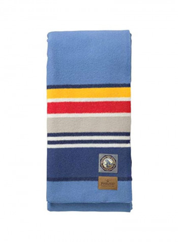Wool Bed Blanket Blue/Yellow/Black 90x90inch