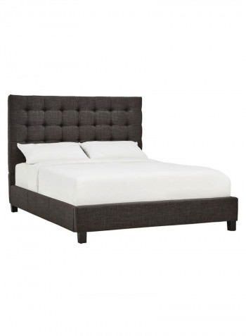 Briella Button Tufted Bed With Mattress Dark Grey 160 x 200centimeter