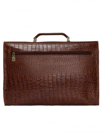 Croco Leather Business Briefcase Brown