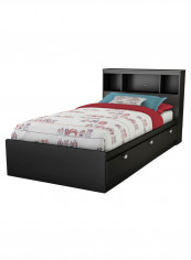 Headboard Bed With Mattress Black 160 x 200centimeter