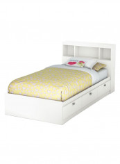 Spark Twin Mates Bed With Mattress White 160 x 200centimeter
