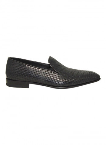Men's Perforated Pointed Toe Shoes أسود