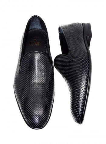 Men's Perforated Pointed Toe Shoes أسود