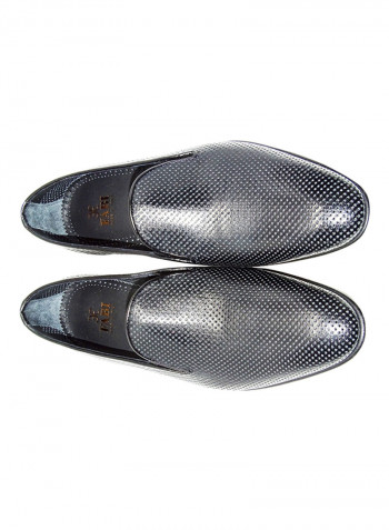 Men's Perforated Pointed Toe Shoes أسود