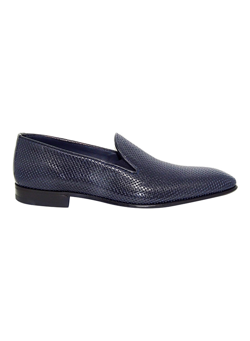Men's Perforated Pointed Toe Shoes Navy