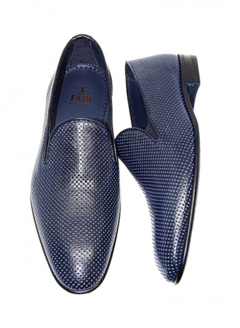 Men's Perforated Pointed Toe Shoes Navy