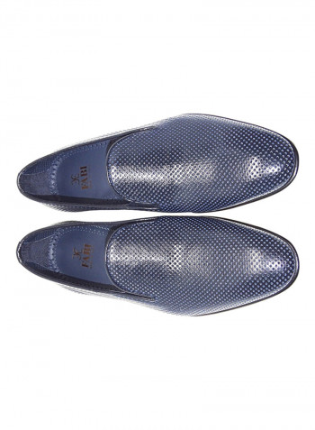 Men's Perforated Pointed Toe Shoes Navy