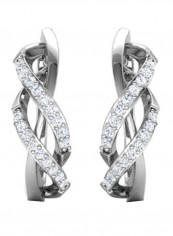 18K White Gold Exquisite Design Twist Diamond Stud Earring