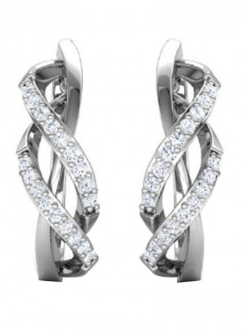 18K White Gold Exquisite Design Twist Diamond Stud Earring