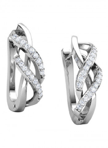 18K White Gold Exquisite Design Twist Diamond Stud Earring