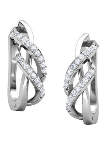 18K White Gold Exquisite Design Twist Diamond Stud Earring