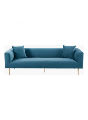 3-Seater Sofa With Two Cushion Blue 219 x 86cm