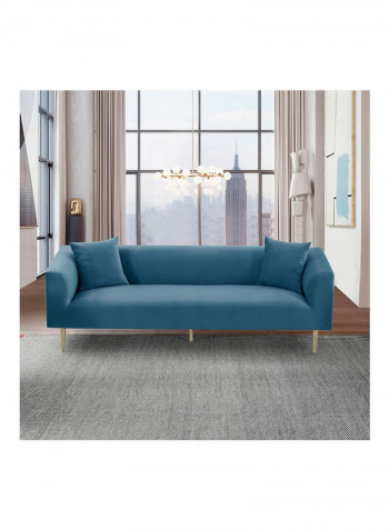 3-Seater Sofa With Two Cushion Blue 219 x 86cm