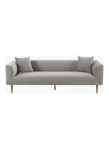 3-Seater Sofa With Two Cushion Grey 219 x 86cm