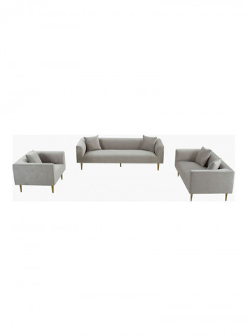 3-Seater Sofa With Two Cushion Grey 219 x 86cm