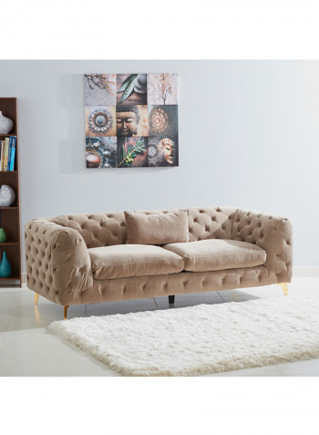 Carolina Tufted 3-Seater Sofa Beige