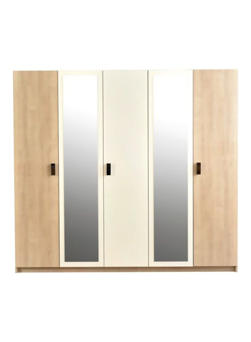 Passi 5 Door Wardrobe Light Destina/Metalic Pearl/Clear 220x200.6x59.5cm