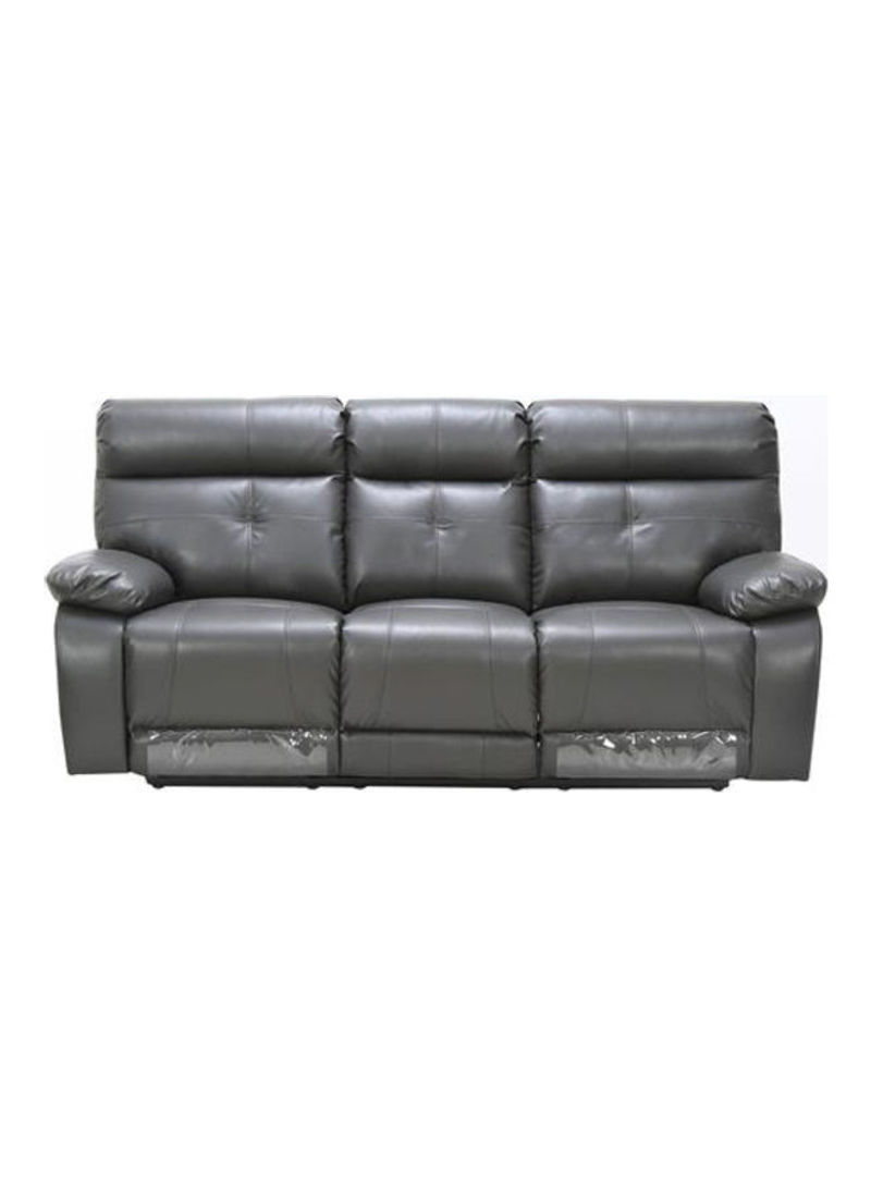 3 Seater Leather Recliner Black