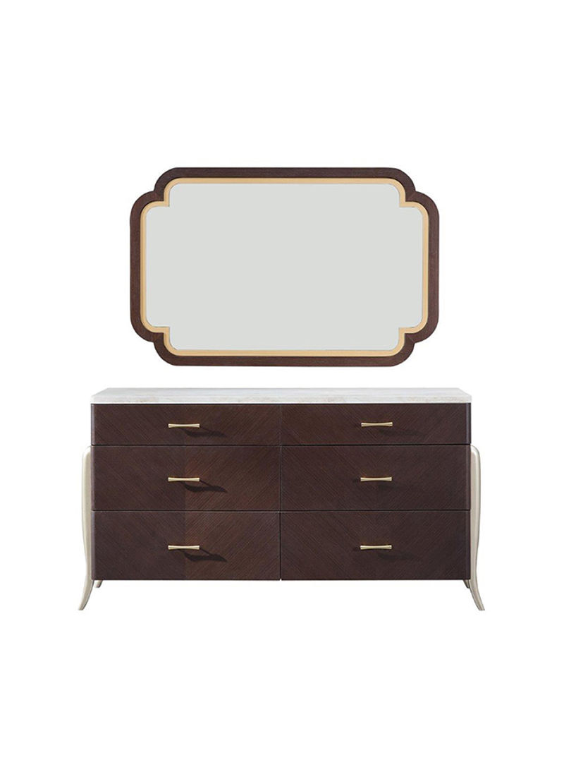 Charlotte Dresser With Mirror And Stool Brown 160x49x91cm