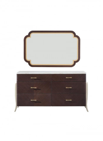 Charlotte Dresser With Mirror And Stool Brown 160x49x91cm