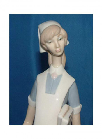 Decorative Nurse Figurine Doll White/Blue 3.5 x 3.9inch