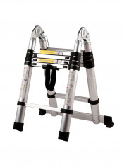 Portable Telescoping Ladder Black/Silver/Grey 92.5 x 52centimeter