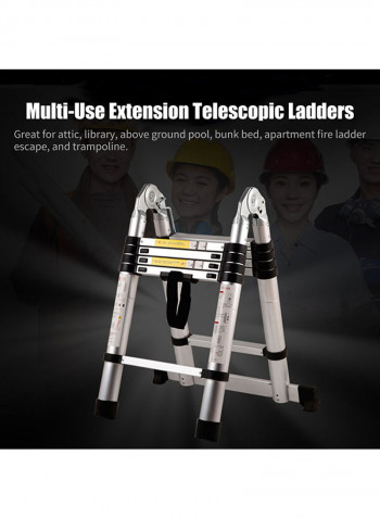 Portable Telescoping Ladder Black/Silver/Grey 92.5 x 52centimeter