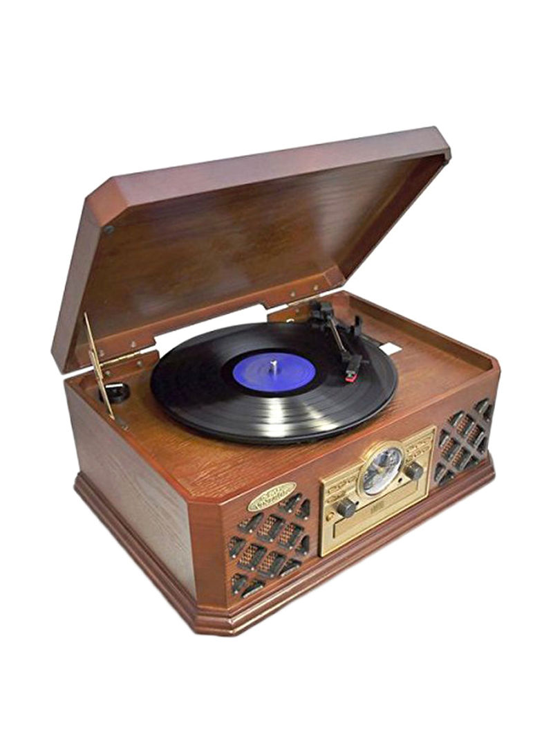 Vintage Turntable Record Player Speaker System PTCD4BT Brown