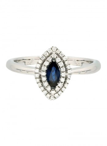 18 Karat White Gold 0.15Ct Diamond And Sapphire Stone Studded Ring